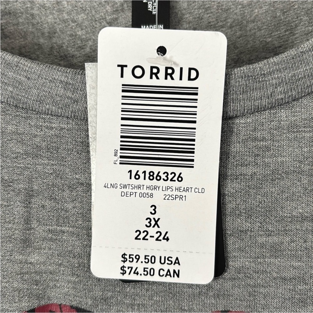 🦄 Torrid Sleep Lips & Hearts Sweatshirt P:26” L:30”, Sz 3 (22-24) - Picture 6 of 6